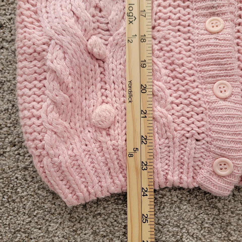 Cárdigan Suéter Vintage Dana Scott Niña Talla Mediana Rosa Tejido a Mano Nuevo con Etiquetas Foto 3 de 4