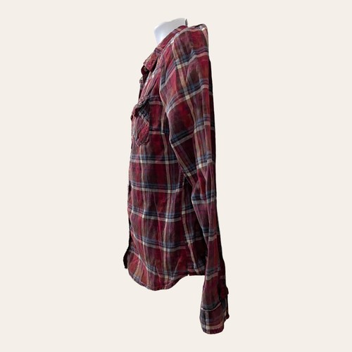 Love Stitch Womens Wester Pearl Snap Red Plaid Flannel Shirt Size L - Picture 2 of 9