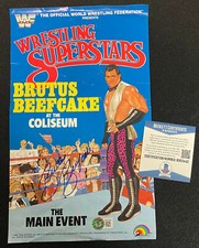 BRUTUS BEEFCAKE SIGNED WWF LJN POSTER BECKETT COA BD6342 WWE