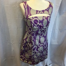 Camille La Vie Sz 6 Purple Lined Sleeveless Sheath Career Dress Eye Hole Circles