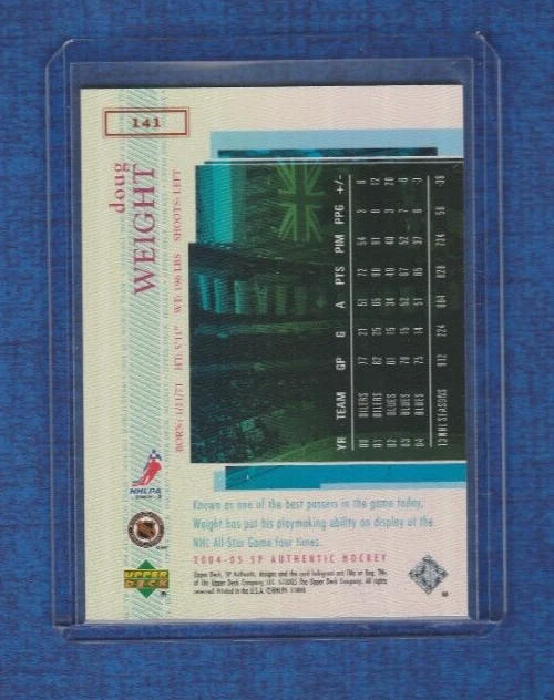 2004-05 SP Authentic Hockey All World Team # 141 Doug Weight - Image 2 of 2