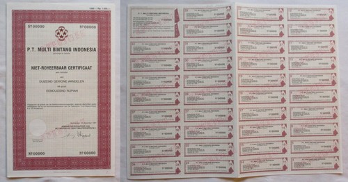 1.000 x 1.000 Rupiah Aktie P.T. Multi Bintang Indonesia Amsterdam 1981 (138208)