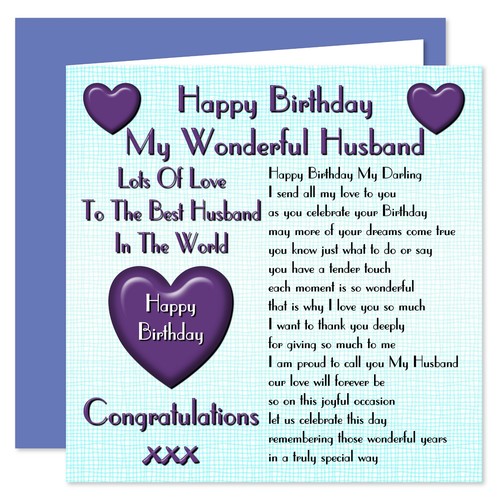 My Wonderful Husband Lots Of Love Happy Birthday Card - Age Range 30 - 100 Years - Picture 22 of 22