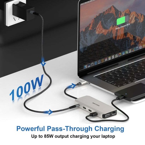 Adaptador multipuerto WAVLINK WL-UMD301 12 en 1 2*HDMI+1*VGA triple pantalla USB-C H - Imagen 3 de 8