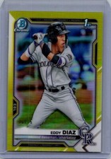 2021 Bowman #BCP-33 Eddy Diaz Chrome Prospects Yellow Refractor #/75