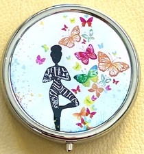 Motivational Yoga Butterfly Purse Travel Vitamin Pill Box Holder Container New
