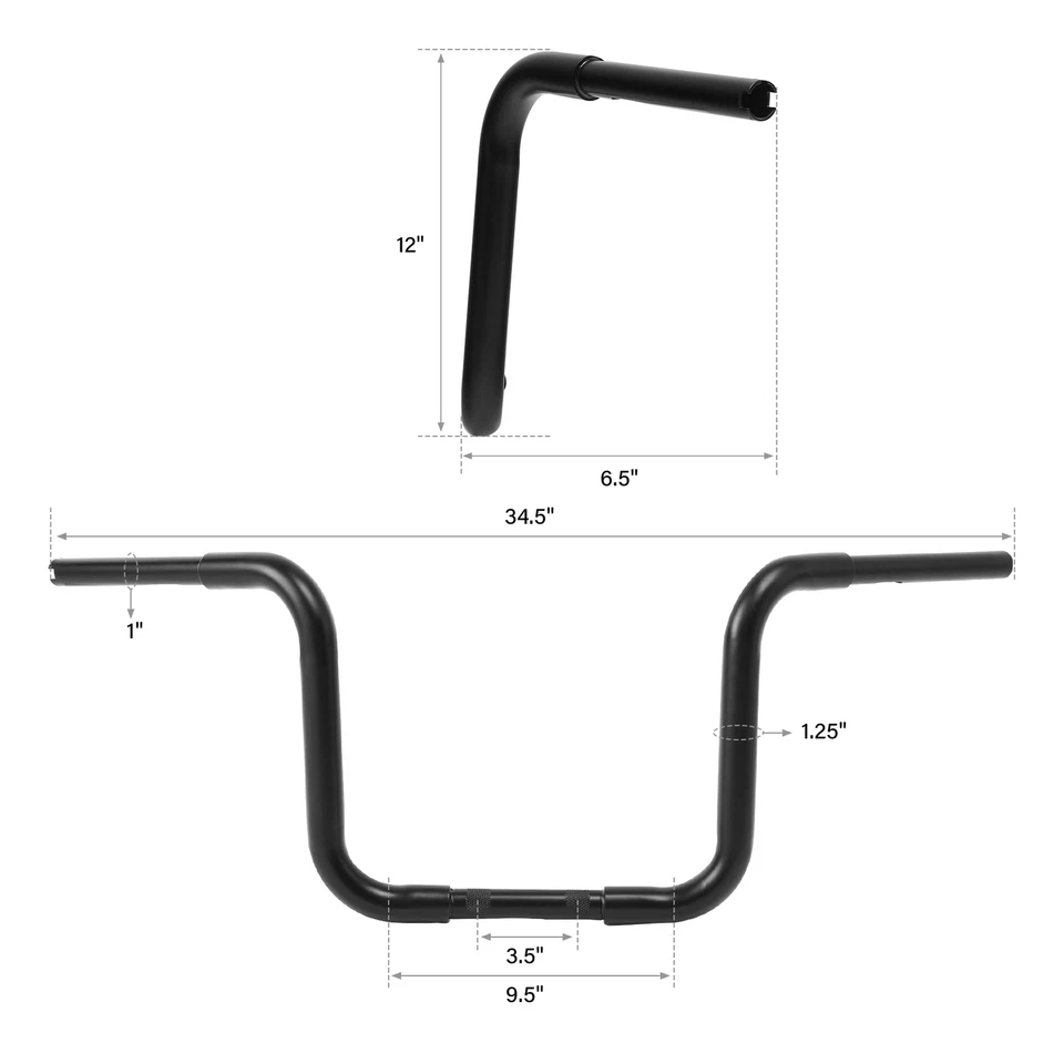 Manillar de 1,25" Fat 12 14 16 18"" Rise Ape Hangers para Harley Dyna Sportster XL Foto 2 de 4