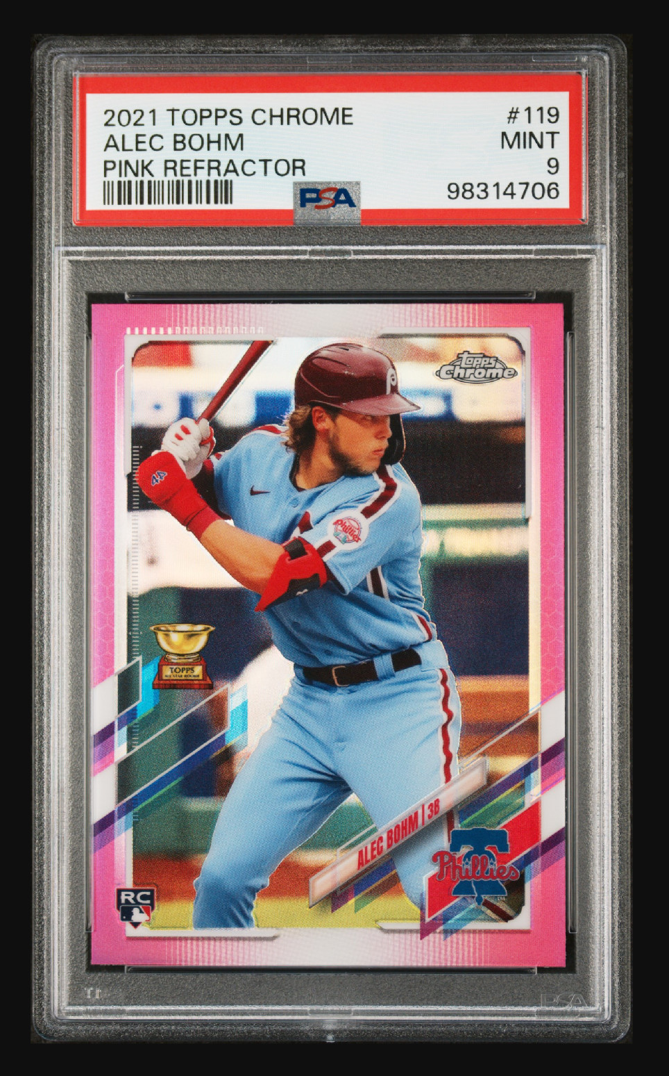 Alec Bohm 2021 Topps Chrome Pink Refractor 119 RC Rookie PSA 9 MINT