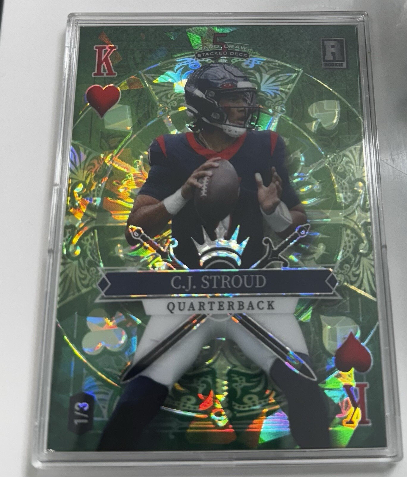 2023 cj stroud wild card 5 card draw stacked Dec /3 king of diamonds green