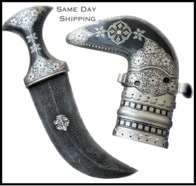 antique jambiya khanjar dagger, Yemenese Knife, Omani Khanjhar , Damascus Steel
