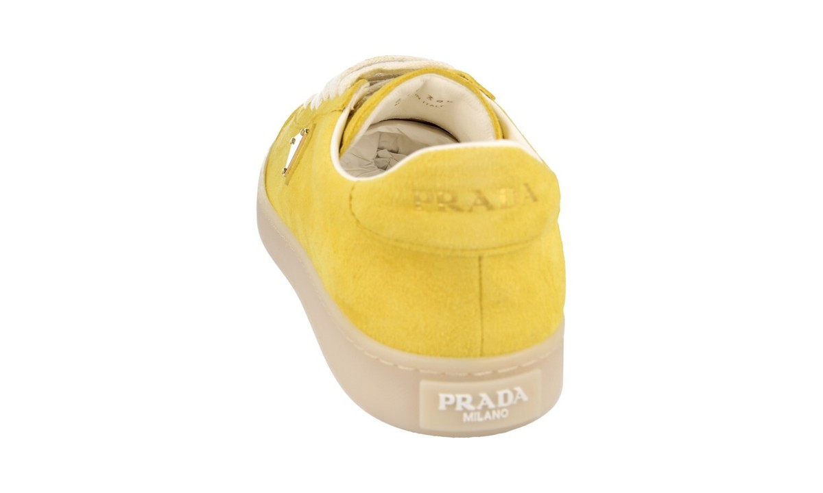数量限定!EXPRESS便可◎PRADA スニーカー 1E413N PRADA Suede Lane Sneakers - 1E413N - Yellow - NEW - US 9.5