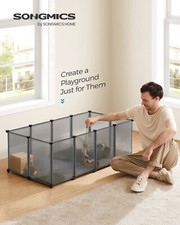 SONGMICS Pet Playpen with Floor, Small Animal Enclosure, LPC001