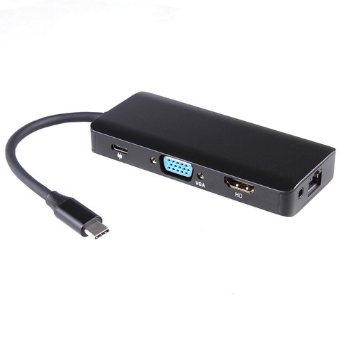 USB-C to Type C USB 3.0 HDMI 4K VGA RJ45 Adapter SD TF Card Reader 8in1 HUB BOX - Picture 1 of 7