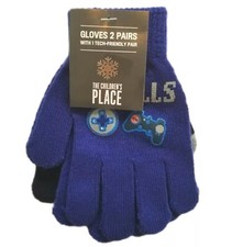 The Children's Place Blue Texting Gloves 2-Pair Boys Kids Knitted Winterwear New