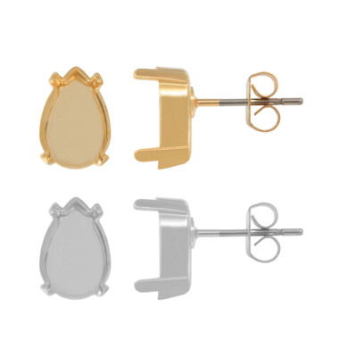 Brass Bases Stud Earring for Pear Shape Fancy Stones * Different Colors & Sizes