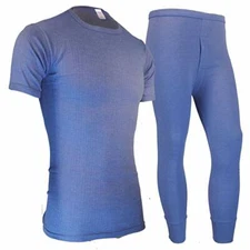 THERMAL LONG JOHNS T-SHIRT WARM UNDERWEAR MEDIUM BLUE 0.45 TOG RATING base layer