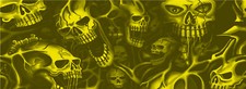 Yellow Ghost Skulls Bike Scooter Motorcycle Grunge Car Wrap Vinyl Decal Graphic