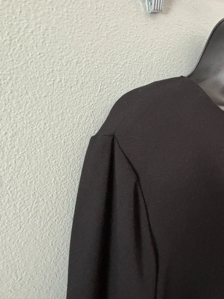 Linda Allard Ellen Tracy Womens Long Sleeve Black Lined Sheath Dress Size 16 - Image 2 of 4