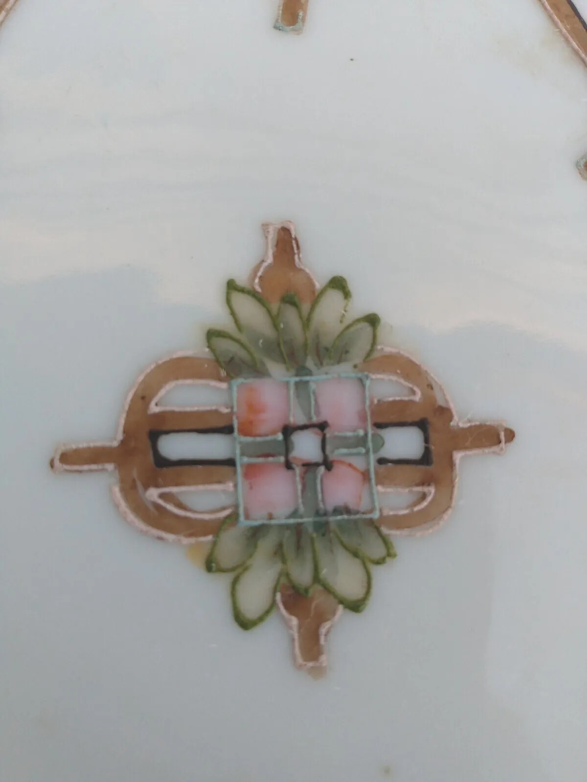 Antique NIPPON moriage tea trivet porcelain hot plate handpainted art