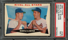 BB - 1960 Topps - #160 - Rival All Stars Mantle & Boyer - PSA 7 - NM