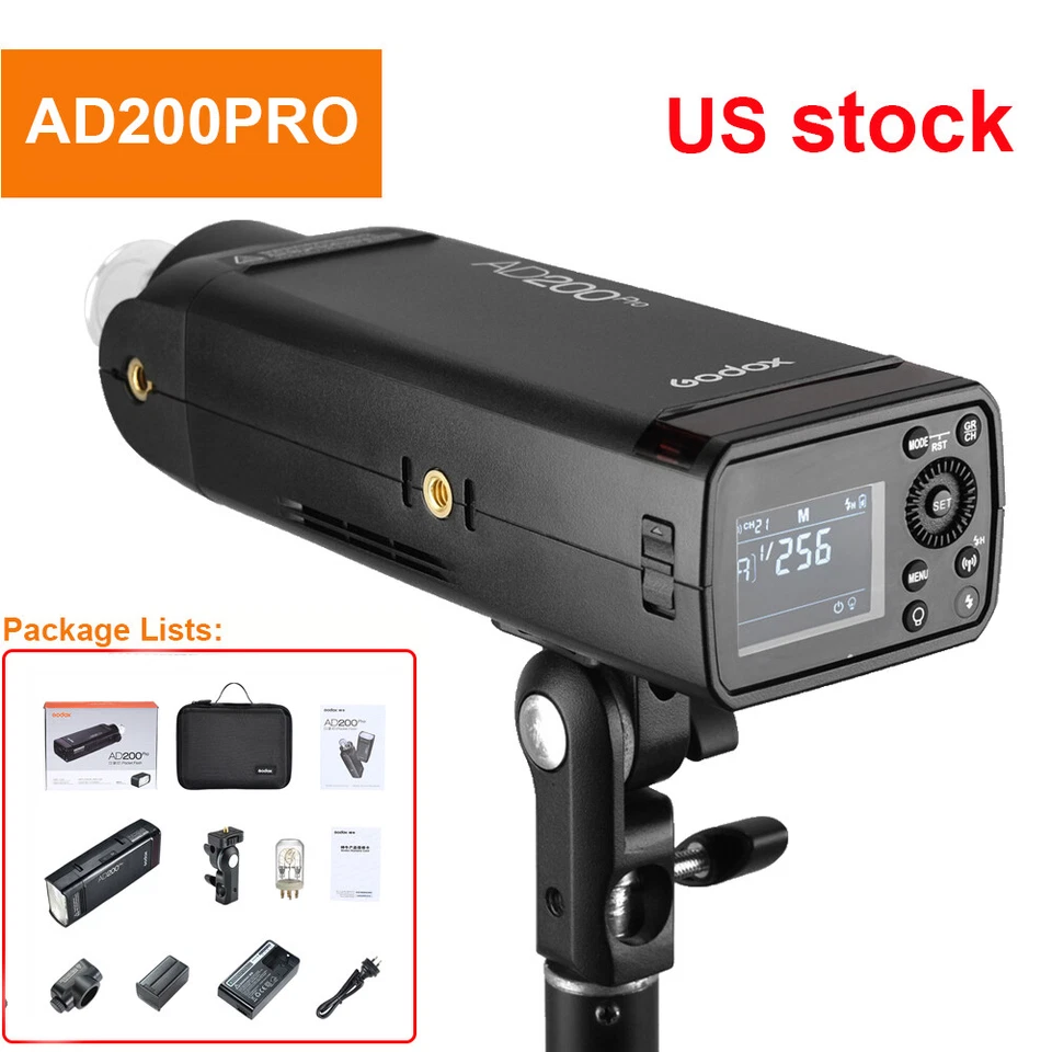 US Godox AD200Pro 2.4G TTL Wireless Pocket Outdoor Flash Light Speedlite+Battery - Image 4 of 4