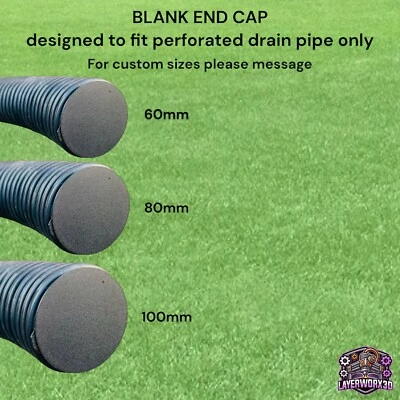 Blank End Cap for 60/80/100mm Perforated Land Drain Pipe UK
