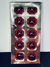 Vtg Holiday Time 10 Shiny RED Glass Christmas Ornaments 2" Made In USA