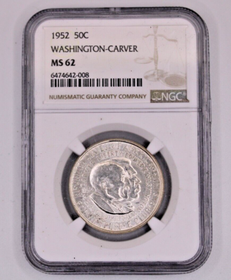 【NGC　MS62】1952 アメリカ ワシントン・カーバー 記念50セント銀貨 1952 50C Washington-Carver Ms 62 Slabbed NGC | eBay