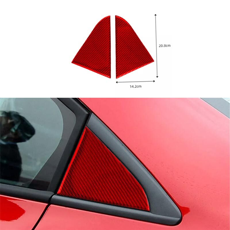 Red Carbon Fiber 2Pcs For Chevrolet Cruze 2009-2015 Triangle Window Cover Trim