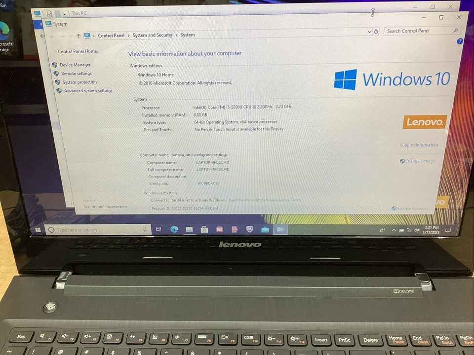 Ноутбук Lenovo G50-80, Intel Core i5-5200U, 2,20 ГГц 8 ГБ 500 ГБ - Изображение 4 из 4