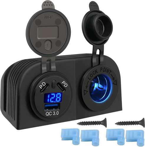 Presa per Caricabatteria Da Auto USB 12V, Dual PD E QC3.0 Caricatore Auto USB C - Foto 9 di 12