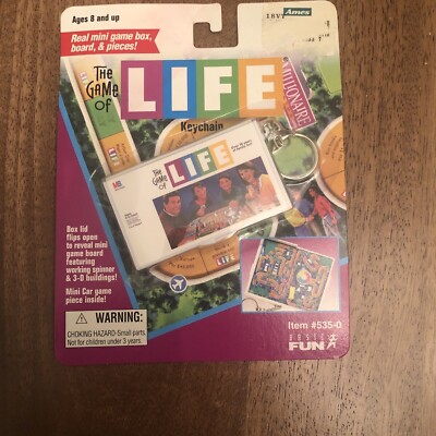 NIP vintage 90s LIFE KEYCHAIN MINI GAME BOX BOARD PIECES hasbro toy
