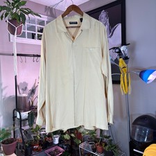 Mens Long Sleeve Shirt Button Up Dress Casual 100 silk Shirt XL