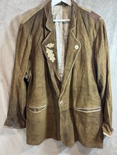 Vintage Goatskin Leather Jacket Made In West Germany Oktoberfest Trachten XL