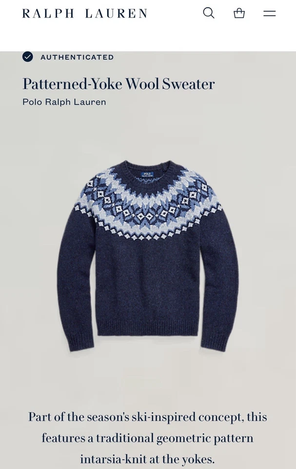 Polo Ralph Lauren Hombre’s M 100% Lana Fair Isle Yugo de Nieve Suéter Navidad Invierno Foto 3 de 4