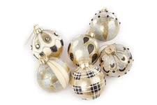MacKenzie Childs Golden Hour Glass Ball Ornaments - Set Of 6 New In Box