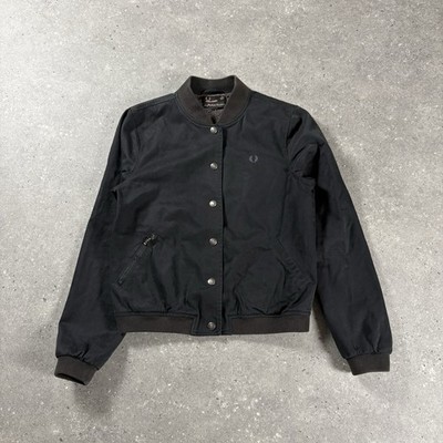 Fred Perry Jacke UK 8 schwarz Amy Winehouse Foundation Leopardenmuster gefüttert Bomber