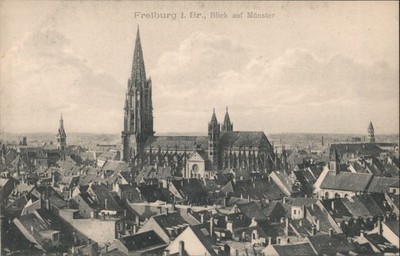 Freiburg, Germany i. Br. Munster, Panoramic City View Original Vintage Postcard