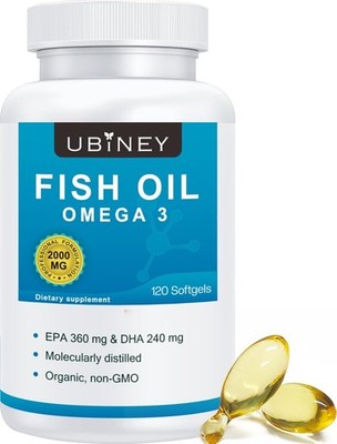 Ubiney Omega 3 Fish Oil Supplements for Women，2000mg Softgels, 120 Count - High