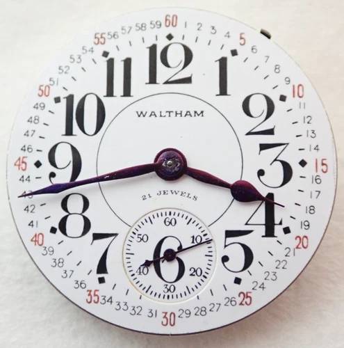 ANTIQUE 16s WALTHAM CRESCENT STREET 21 JEWEL 21J OPEN FACE POCKET WATCH MOVEMENT