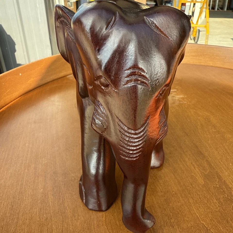 "Estatua de elefante de madera tallada a mano escultura arte para el hogar decoración de África 6""" Foto 2 de 4