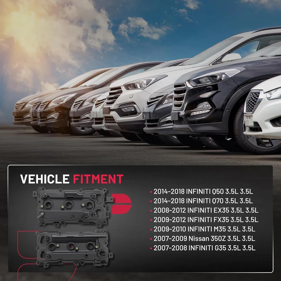 2x Cubierta de válvula de motor con junta para Nissan 350Z Infiniti FX35 G35 M35 Q50 EX35 Foto 2 de 4
