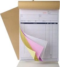 Sales Order Book, 8-1/2" X 11" Inch, 3-Part Carbonless Forms with White, Yellow,