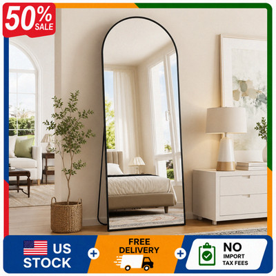 Easy4Home 71 x 26 Inch Arched Full Length Floor Mirror Black