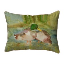 Betsy Drake Mallards Right Extra Large Zippered Indoor Outdoor Pillow 20x24
