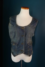 Vintage a.n.a Y2K Denim Button Vest Boho Indie Coastal Cowgirl Prairie Grunge XL