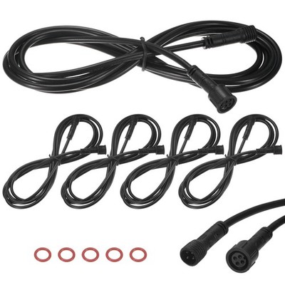 5er-Pack wasserdichte Verlängerungskabel, 4-polig 2M für Spotlights [Schwarz]