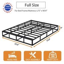 Box Spring 9 Inch 3000lb Heavy Duty Full Size Metal Mattress Foundation Snaye