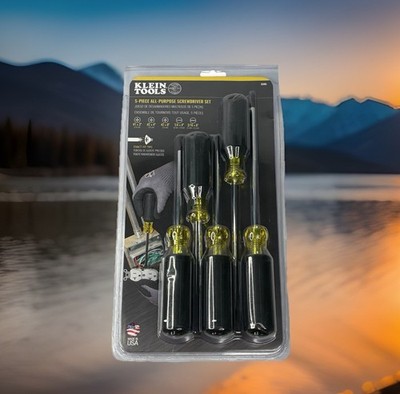 Klein Tools 5 Piece Screwdriver Set Precision Tips Cushion Grip USA Made 85805
