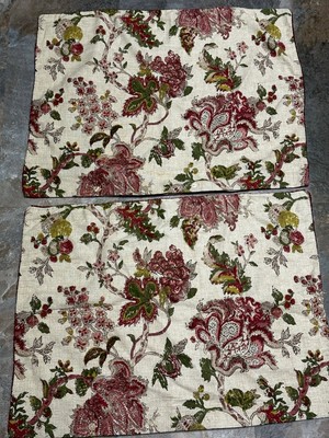ROSE TREE-(2) Standard Pillow Shams-Linen Inspired/Large Red & Pink Florals-A+++